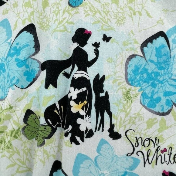 Disney Snow White Women's Scrub Top - Blue and Black XL - Picture 3 of 7